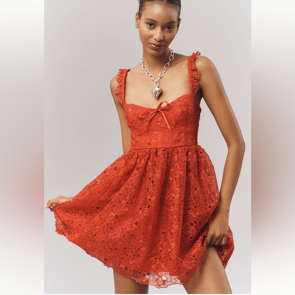 Anthro Corset Lace Mini Dress